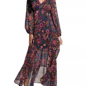 GUESS Women's Bianca Paisley-Print High-Low Chiffon Dress Cocktail Party, Size 4
